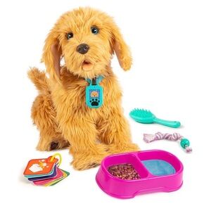 Interactive Plush Dog Toy with Accessories - Tan